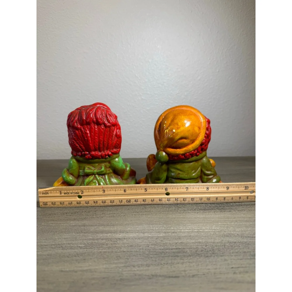 pair of vintage hand-painted ceramic figurines of Raggedy Ann & Andy